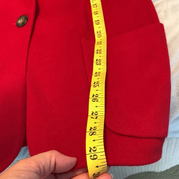 Lands end wool cashmere blend red blazer size 10P single button classic jacket - Picture 9 of 13